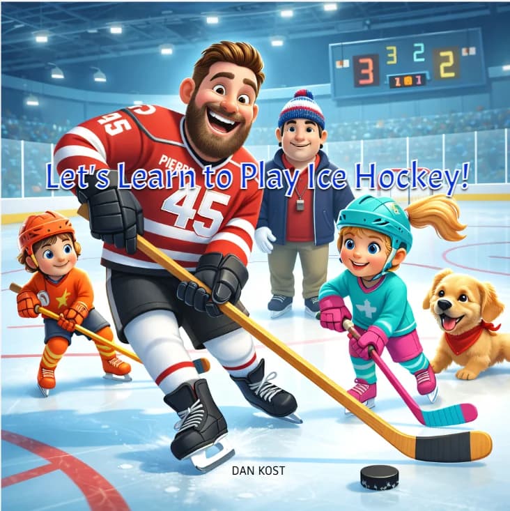 Let’s Play Ice Hockey audiobook cover with the Champion MVP characters