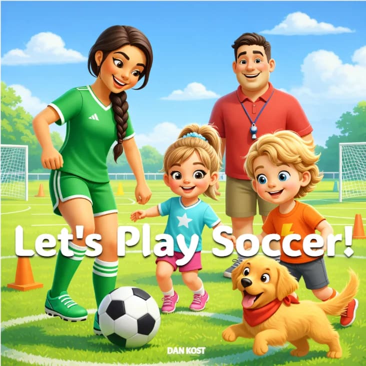 Let’s Play Soccer audiobook cover with the Champion MVP characters