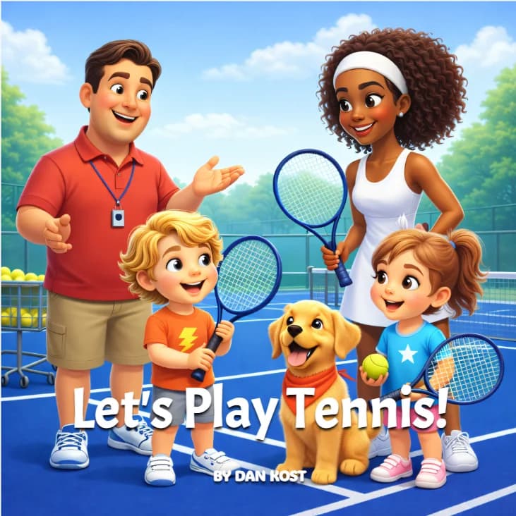 Let’s Play Tennis audiobook cover with the Champion MVP characters