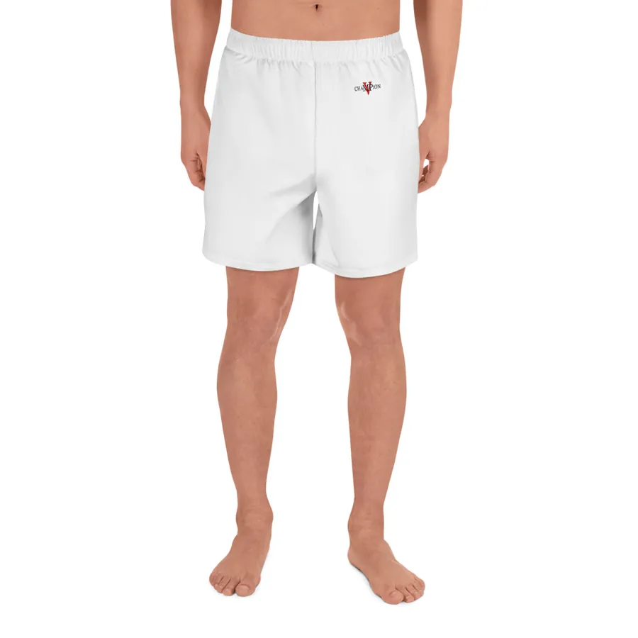 Champion MVP all-over print unisex athletic long shorts with the Champion MVP logo