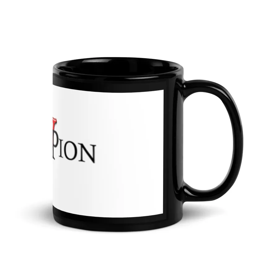 Champion MVP black glossy mug with the Champion MVP logo