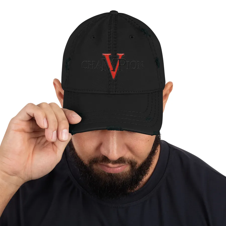 Champion MVP distressed dad hat with the Champion MVP logo