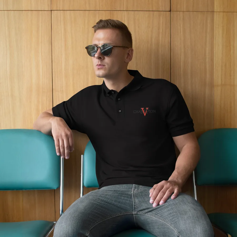 Champion MVP men’s premium polo with the Champion MVP logo