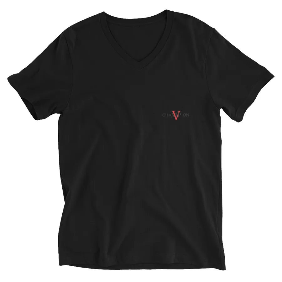 Champion MVP unisex short sleeve v-neck t-shirt with the Champion MVP logo